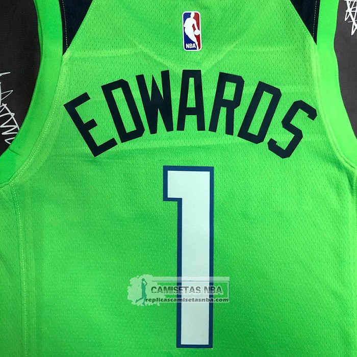 Camiseta Minnesota Timberwolves Anthony Edwards Towns NO 1 Statement 2020-21 Verde